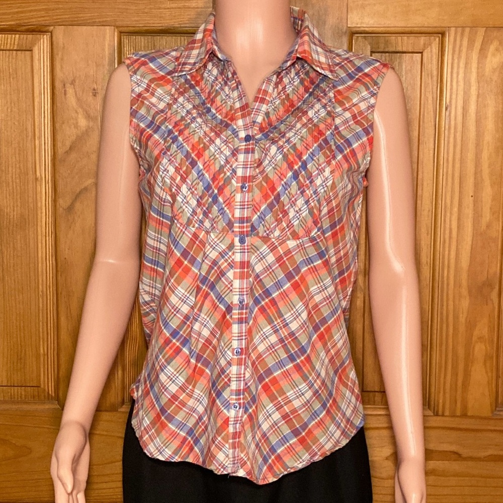 NWOT Relativity Vintage 90s Top Sleeveless Blouse Orange Purple White L Large